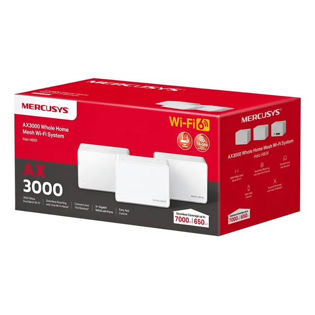 Set 3 Sistema Wi-fi 6 Mesh Mercusys Tp-link Halo H80x Ax3000
