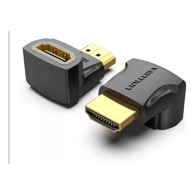 Adaptador Vention Hdmi Certificado codo 90° en L - Ultra HD 4k 60hz - Union HDMI Hembra a Macho - Para PC / Monitor / TV / Notebook / Proyector - AIOB0