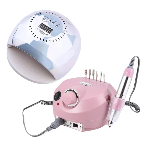 Combo Lampara Led/uv Uñas 120 Wats + Kit Pulidor Profesional