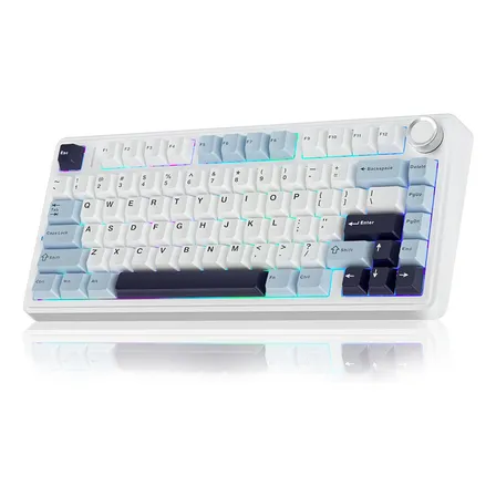 Teclado mecánico inalámbrico Aula F75, teclado azul, color blanco, idioma inglés, uso internacional