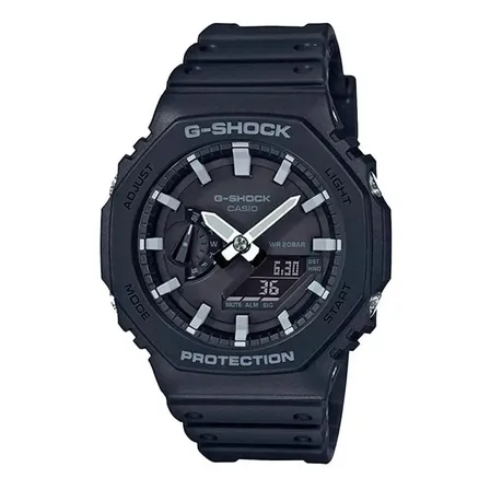 Relógio Masculino Casio G-shock Royal Casioak Ga-2100 Becris Black Strap, Moldura Preta, Fundo Preto E Branco Preto/branco