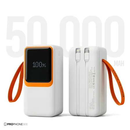 Carregador Portátil Power Bank 50000 Mah 60W Turbo Compatível Com iPhone Apple Android Asus Lg Ios Samsung Xiaomi Motorola Entrada Saída Usb Tipo C E Cabo Usbc Lightning Super Rápido Visor Display