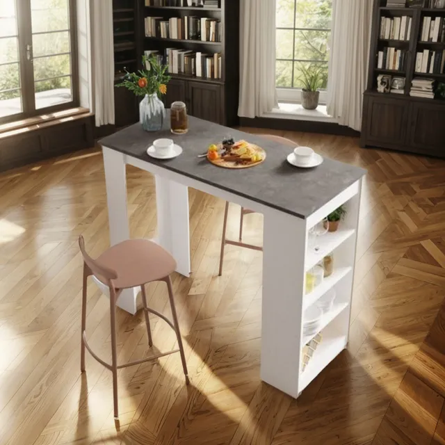 Mesa Barra Desayunador Moderna Onix Con Estante R&r Muebles