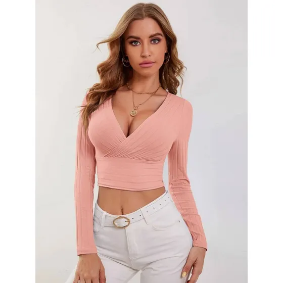 Top Rosado Manga Larga