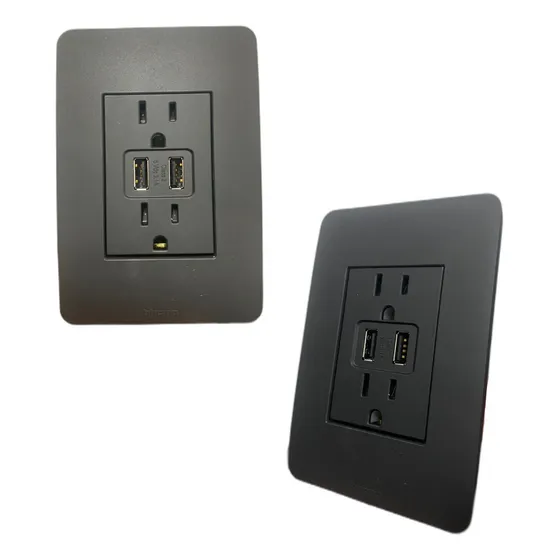 1 Placas Armadas Bticino Negro Mate Con Usb