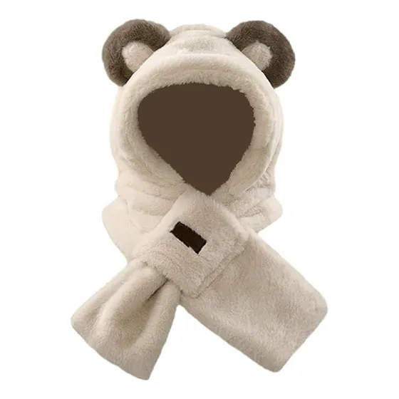 Gorro Bufanda Cuello Peluche Invierno Frio Kawaii Osito