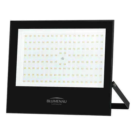 Refletor Led Blumenau Iluminação Projetor Led 150w Com Luz Amarela E Carcaça Preto