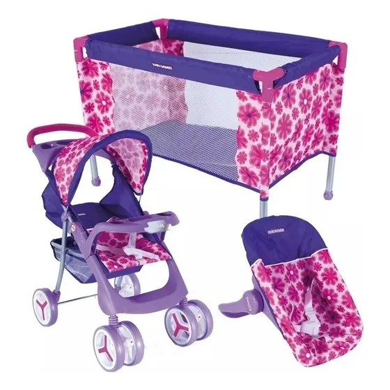 Set De Muñeca Pequeño Tesoro Cochecito, Practicuna Y Sillita