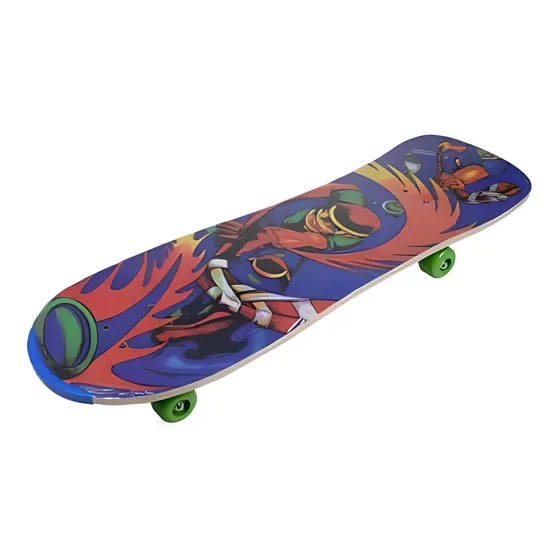 Skate Patineta Doble Dibujo Infantil 65cm X 22cm Azul