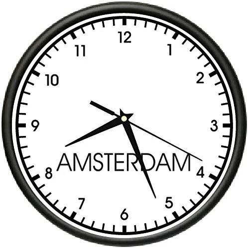 Tiempo Amsterdam Reloj Pared Mundo Zona Oficina Business