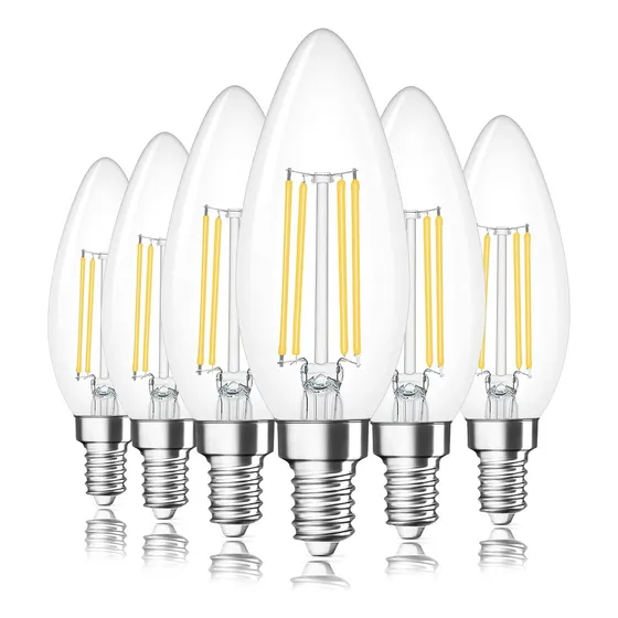 Bombillas Led Transparentes Clásicas E12, Paquete De 6 Unida Luz Blanco Frío