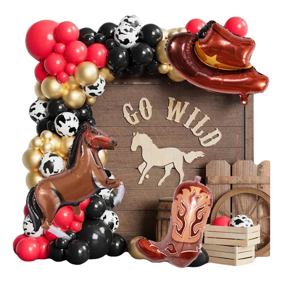 Kit Caballo Globo Vaquero Fiesta Cumpleaños Arco De Globos