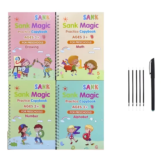 4 Cuadernos Magicos Ingles Practica Escritura Niños +3años
