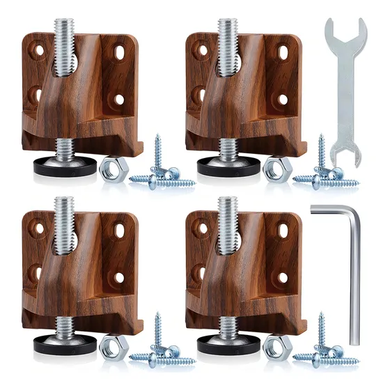 Paquete de 4 pies niveladores, nivelador de patas Funiture con tuerca de bloqueo y tornillos, nivelador de pie ajustable para banco de trabajo, mesa, gabinete, capacidad de carga total de 2000 libras