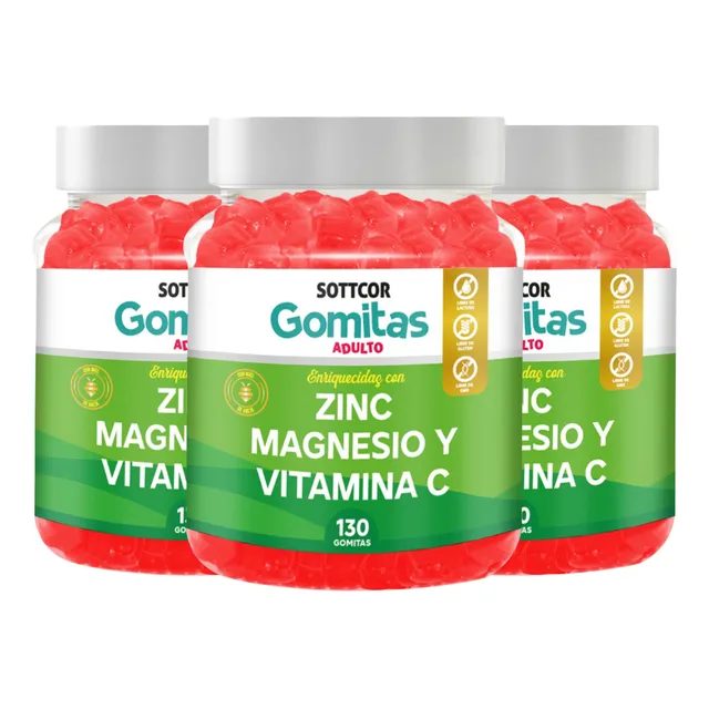 Pack 3 Zinc, Magnesio, Betaglucano, Vit.c Gomitas Sottcor