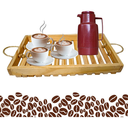 Bandeja Cantinho Café Madeira Artesanal Artesanato Decoração Bandeja Cantinho Café Madeira Artesanal Artesanato Decoração