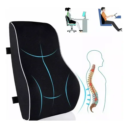 Cojin Soporte Lumbar Automovil Silla Oficina Respaldo Espald Negro