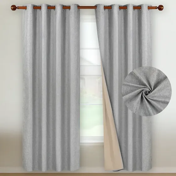 Cortina Blackout 100% Anti Luz, 2 Paños 140x220 Textura Lino Color Gris