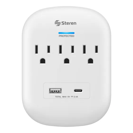 Multicontacto De Pared Con Supresor De Picos (170 J), 3 Sali