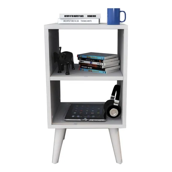 Mesa De Luz / Auxiliar / De Arrime Retro Living Dormitorio Color Blanco