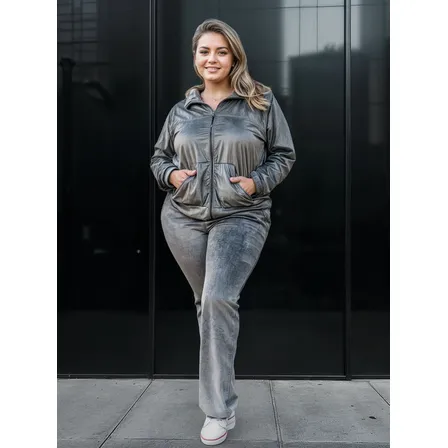 Conjunto Feminino De Plush Veludo E Calça Agasalho De Frio