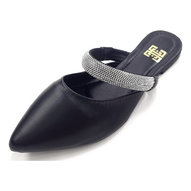 Sapato Mule Feminino Brilho Strass Tendência Moda Original Sapato Mule Feminino Brilho Strass Tendência Moda Original