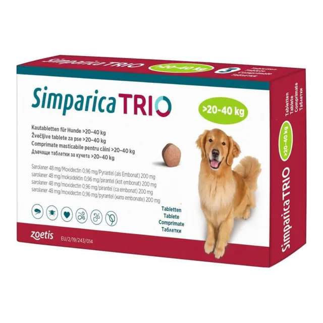 Antigarrapatas Antipulgas Simpárica Trio 20-40 Kg