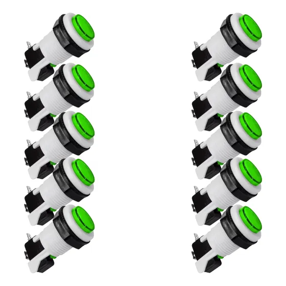 Chaves Botão Pbs29 Arcade Jukebox Fliperama Kit 10 Pçs Verde