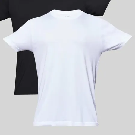 Kit 2 T-shirt Tecnologica Sem Costura Lisa Masculina Delrio Preto E Branco Liso Preto E Branco M Lisa