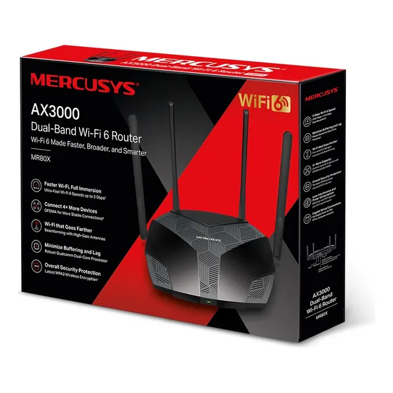 Router Mercusys Wifi 6 Gigabit Ax3000 Mr80x