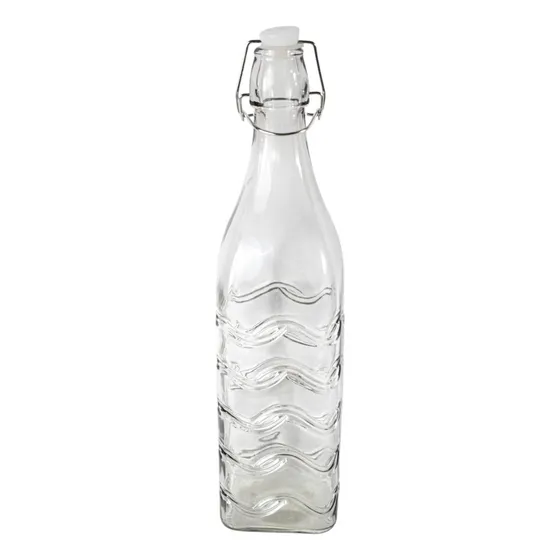 Botella Vidrio 1l Gris Reutilizable Tapón Hermético Vintage