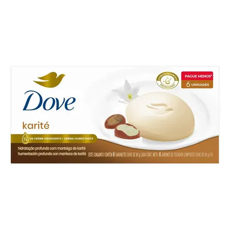 Pack Dove Sabonete Em Barra Karité 90g 6 Unidades