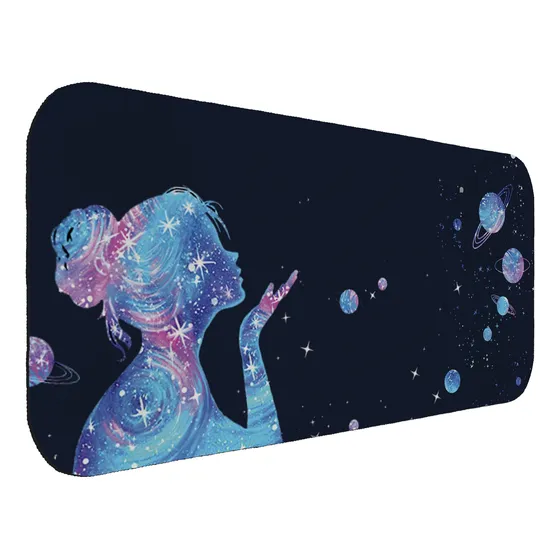 Mouse Pad Gamer Extra Grande Speed 70x35cm Menina Galáxia 
