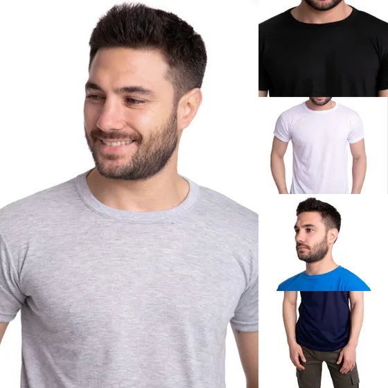 Pack X 5 Remera  Hombre Manga Corta Lisa  Algodon Premium !