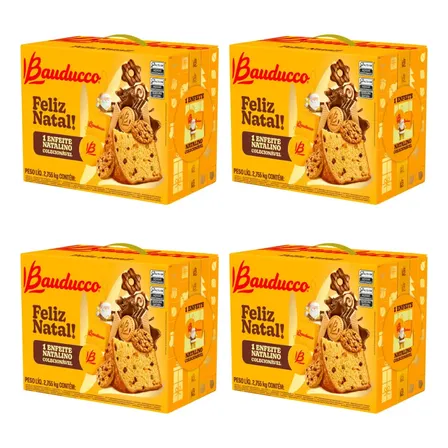 Kit4 Cesta Natal Bauducco Grande 20 Itens - Original Com Nf