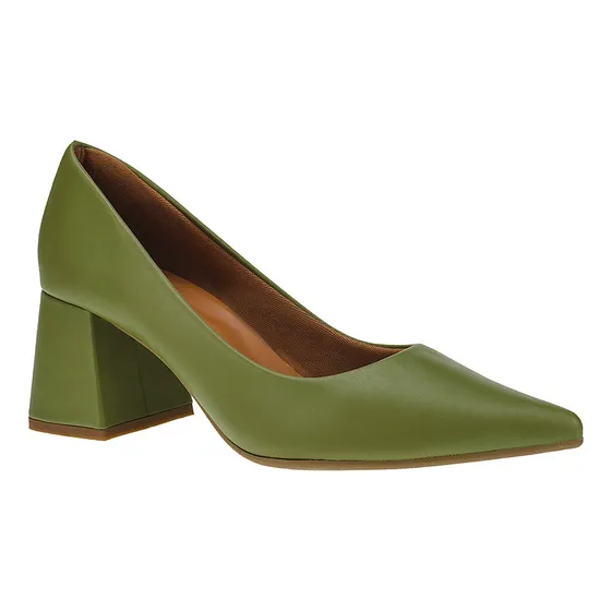 Scarpin Feminino Salto Grosso Bico Fino Linha Confort 18.000