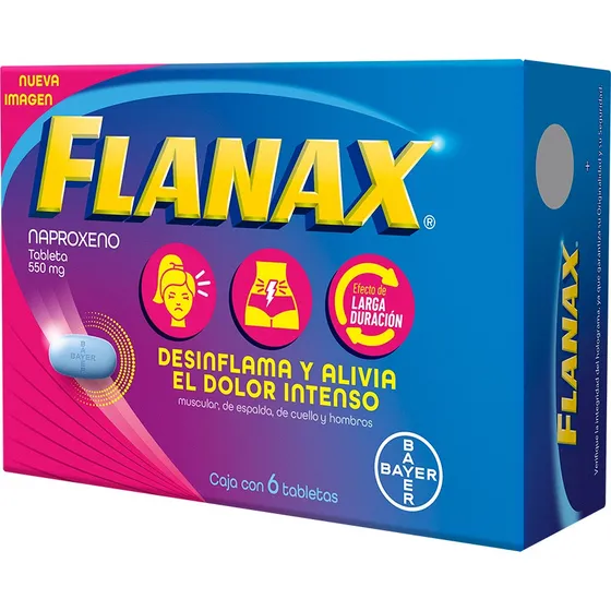 Flanax 550 AnaLGésico Para Cólicos Menstruales  6 Tabletas
