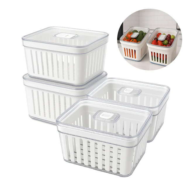 Rebirth Kit 4 Potes Acrílico 3,8l Organizador Geladeira