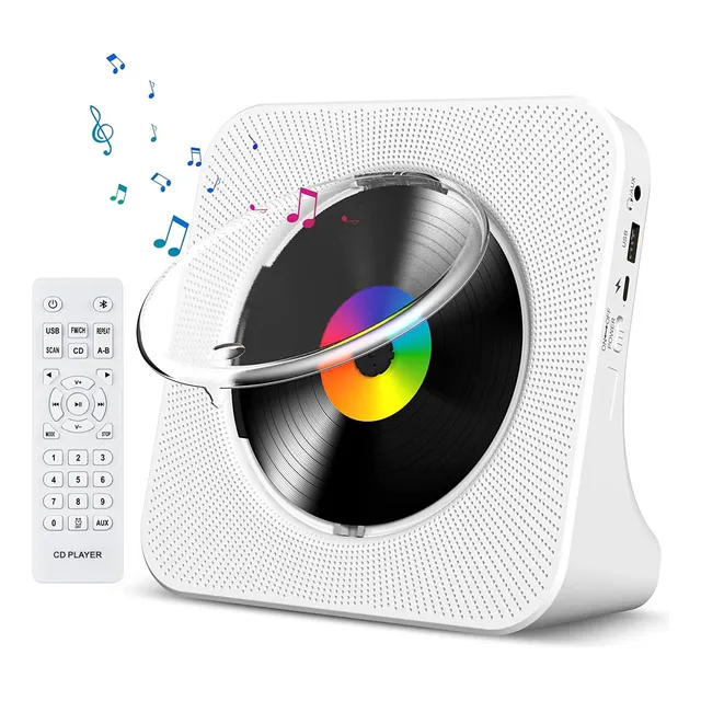 Reproductor De Cd Portátil Con Bluetooth Y Altavoces Pantall