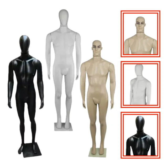 Manequim Masculino Completo De Plástico Bege Magro+ Base
