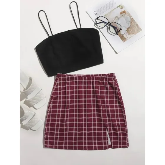 Conjunto Top Y Falda Para Damas Shein 3591