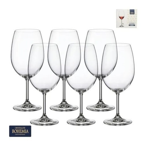 Jogo De 6 Taças Para Vinho Tinto Gastro Titânio Bohemia 450ml Jogo De 6 Taças Para Vinho Tinto Gastro Titânio Bohemia 450ml