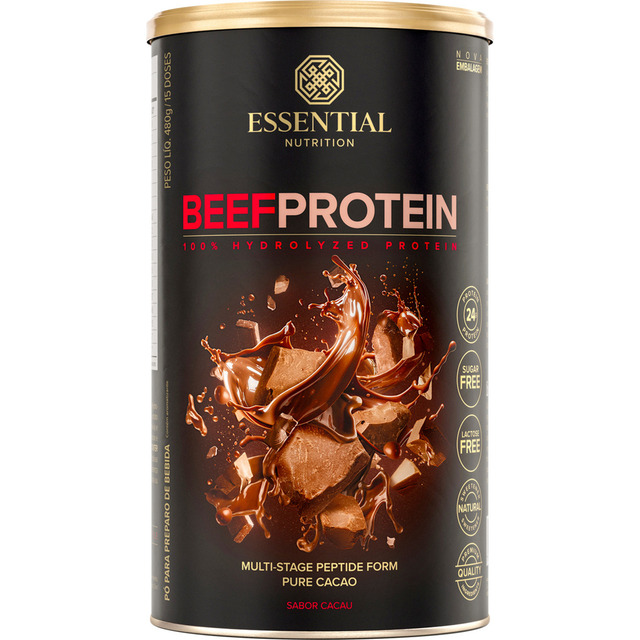 Beef Protein 480g - Essential Nutrition - Proteína Da Carne Sabor Cacau 480g Beef Protein 480g - Essential Nutrition - Proteína Da Carne Sabor Cacau 480g