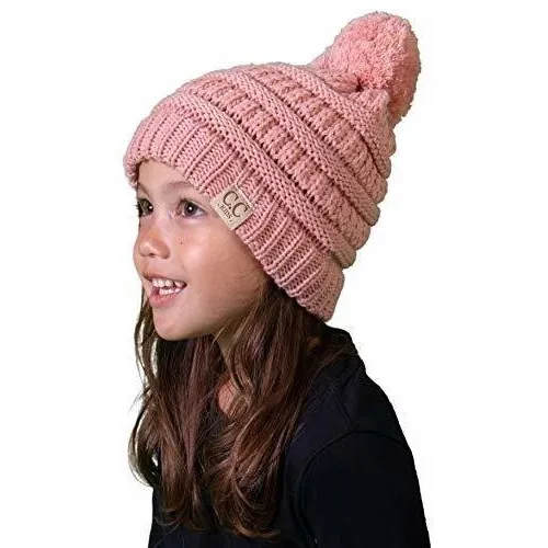 Gorro De Invierno Para Niños Con Pompones Y Tejido De Cable