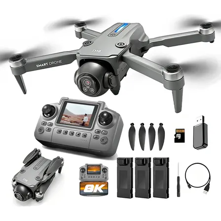 Drone Ourlife Cámara 8k Pantalla Control Remoto 3 Baterías Gris