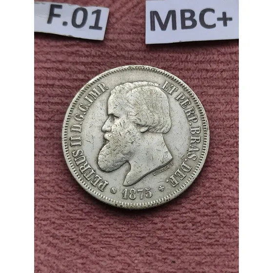 Moeda De Prata De 2000 Réis De 1875 Luster Duplo Mbc + F1