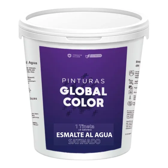 Esmalte Al Agua Satinado Global Color Tineta Colores St1 Grn