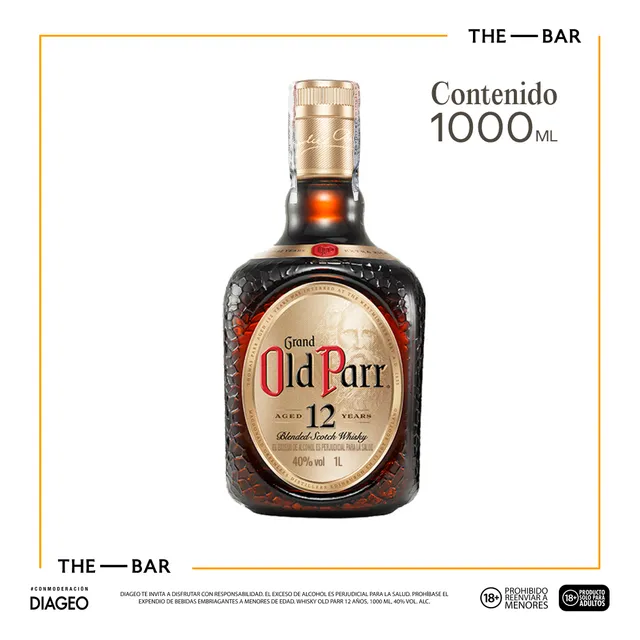 Old Parr 12 Años whisky scotch botella 1000mL