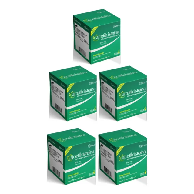 Kit 5x Cisteil 60mg Com 16 Envelopes Acetilcisteina