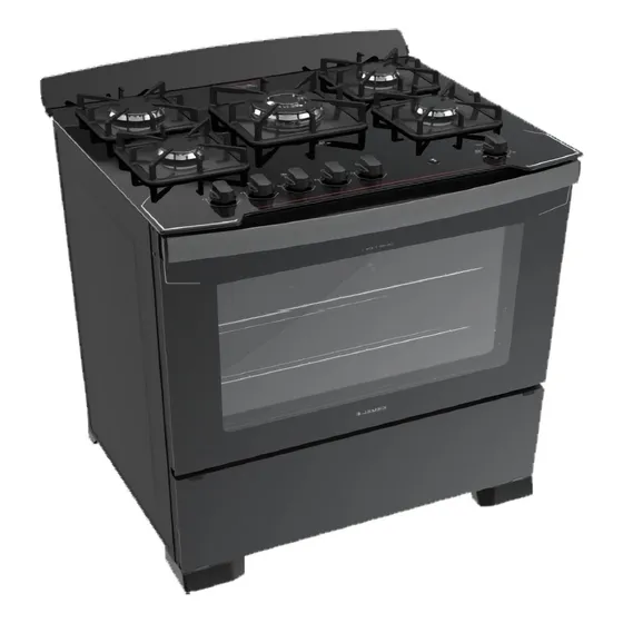 Cocina James C 805 V Negro Mesada Vidrio 5 Hornallas